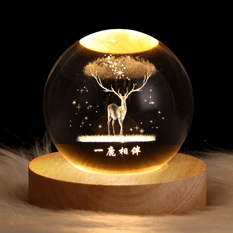 Crystal ball, small night lamp that projects ambient light and projections