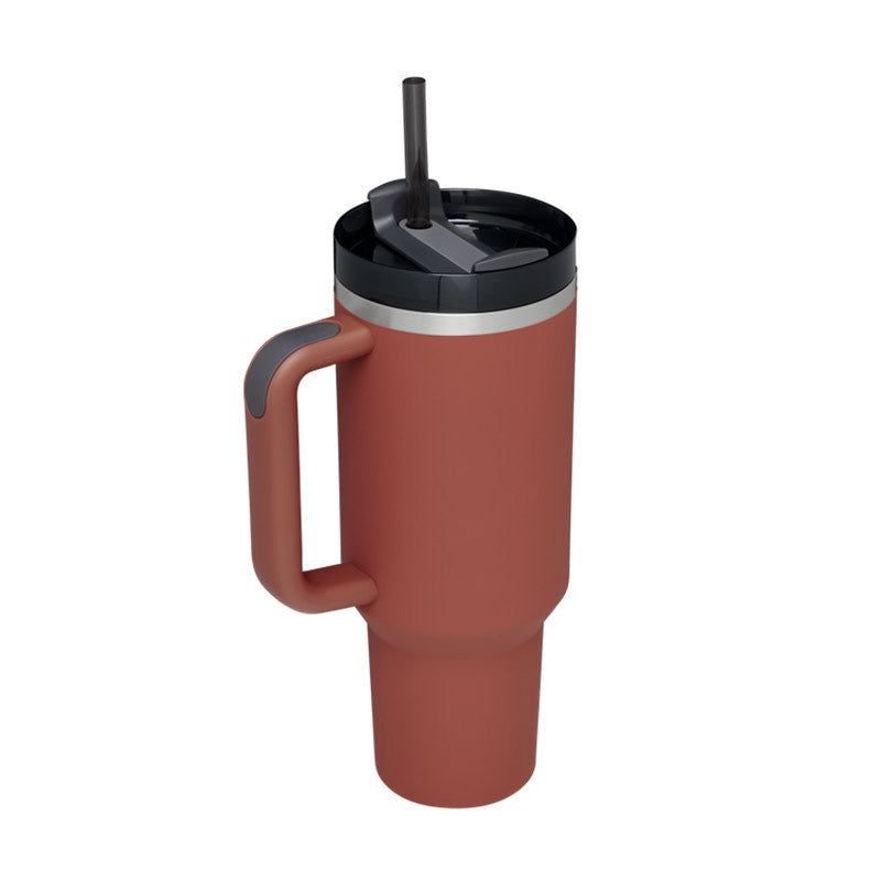 40oz stainless steel thermal water bottle with straw, suitable for on-the-go and travel.