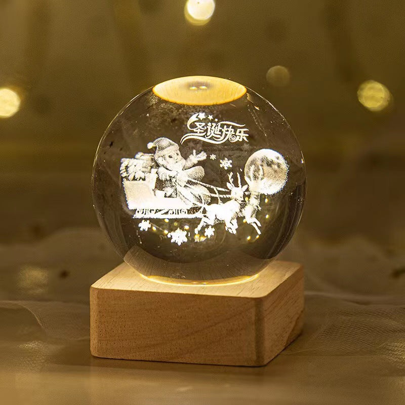 Crystal ball, small night lamp that projects ambient light and projections