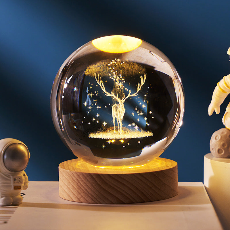 Crystal ball, small night lamp that projects ambient light and projections