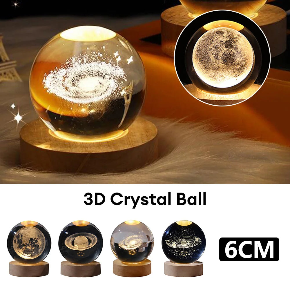 Crystal ball, small night lamp that projects ambient light and projections