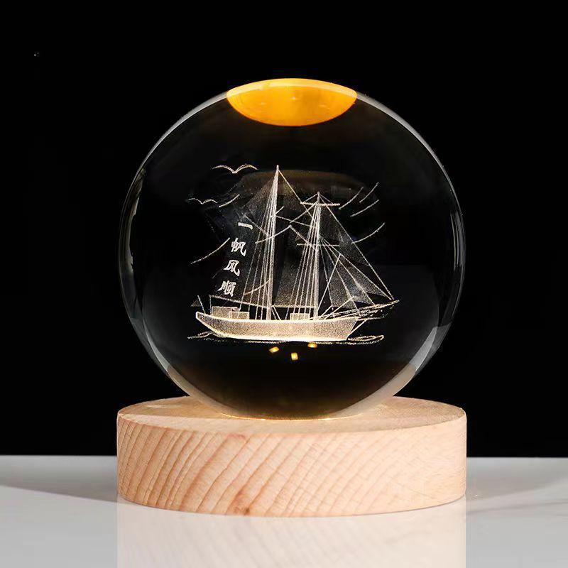 Crystal ball, small night lamp that projects ambient light and projections