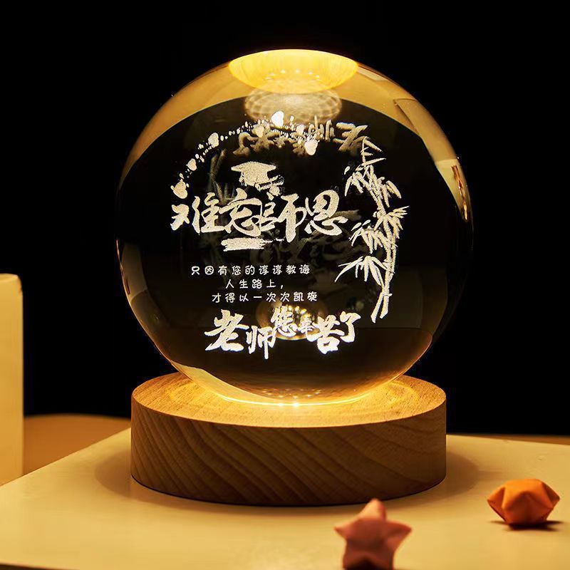 Crystal ball, small night lamp that projects ambient light and projections