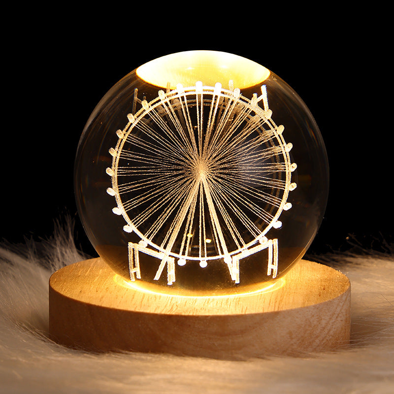 Crystal ball, small night lamp that projects ambient light and projections