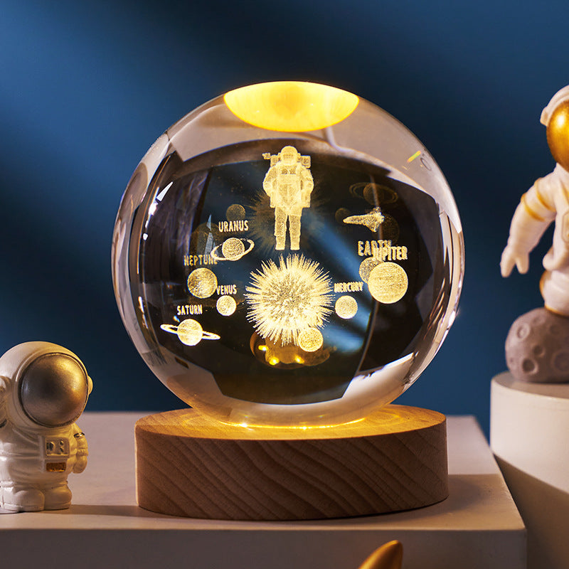 Crystal ball, small night lamp that projects ambient light and projections