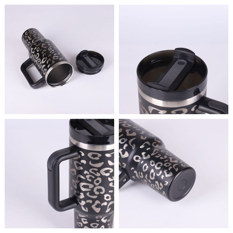 40oz stainless steel thermal water bottle with straw, suitable for on-the-go and travel.