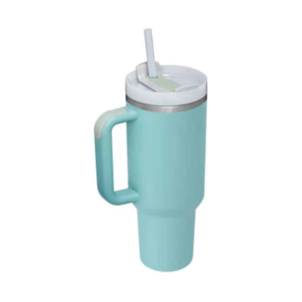 40oz stainless steel thermal water bottle with straw, suitable for on-the-go and travel.