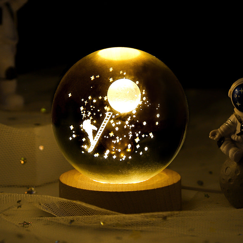 Crystal ball, small night lamp that projects ambient light and projections