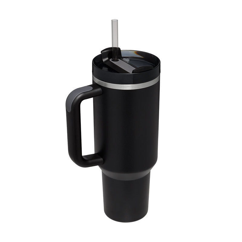 40oz stainless steel thermal water bottle with straw, suitable for on-the-go and travel.